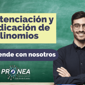 Miniatura del video con el título "Potenciación y radicación de polinomios". Imagen de un profesor con los brazos cruzados. Aparece la leyenda: "Aprende con nosotros". De parte del Programa Nacional de Educación Alternativa.